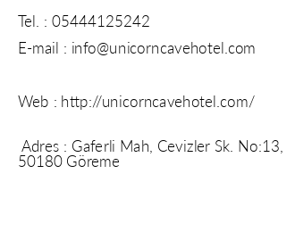 Unicorn Cave Hotel iletiim bilgileri